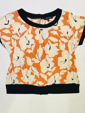 Adele & May Women's Cream and Orange Floral Blouse